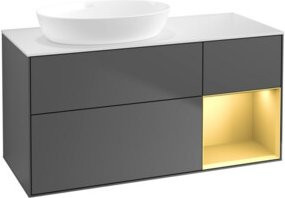V&B Waschtischunterschrank Finion in Anthrazit lackiert mit goldenem Regal, Breite: 120 cm, Tiefe: 50,1 cm, Höhe: 50,1 cm - Bild 1