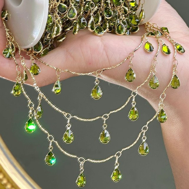YUTOPIE Wassertropfen-Kristall-Quastenkette, Zirkonia, Bunt, Unisex - Bild 1