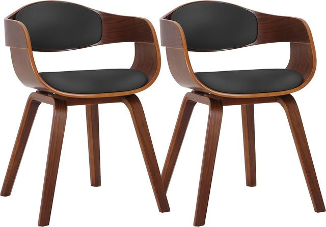 CLP 2er-Set Esszimmerstühle Kingston aus Kunstleder und Holz mit ergonomischer gepolsterter Rückenlehne - Bild 1