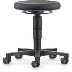 Bimos Allround Hocker mit Rollen und Skintec-Polster in Schwarz und Blau - Bild 1
