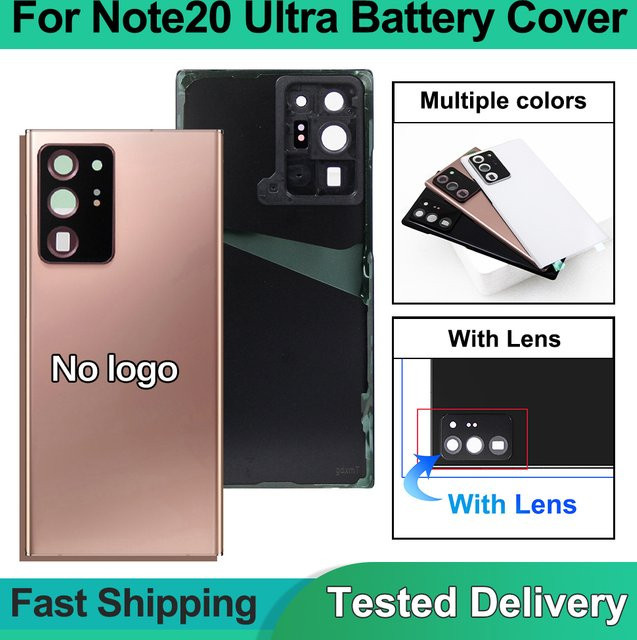 Samsung Note 20 Ultra 5G N986B/DS Akku-Rückabdeckung Glaspanel in Schwarz mit Aufkleber - Bild 1