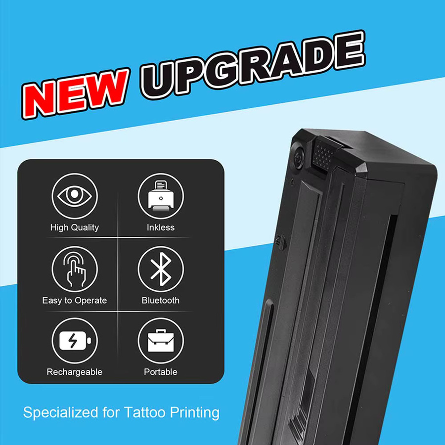 Usiriy Drahtloser Tattoo Transfer Drucker mit Bluetooth und Thermodruck inklusive 10 Stück Transferpapier in Schwarz - Bild 2