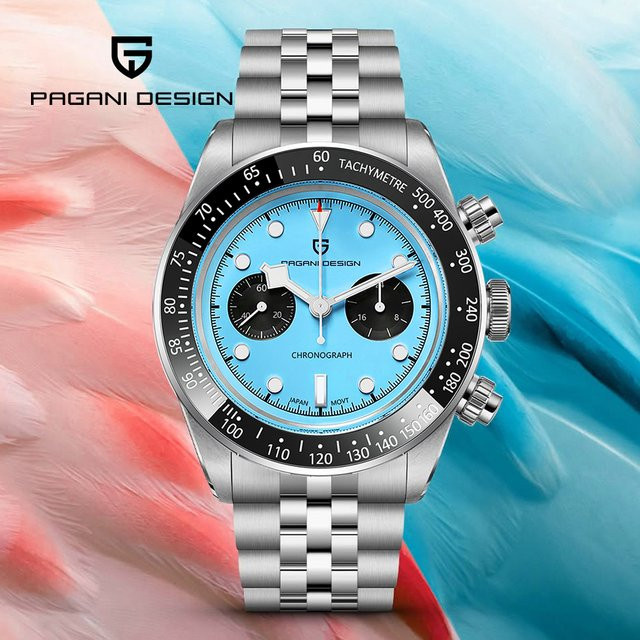 Pagani Design Chronograph, Quarz, Edelstahl, Saphirglas, Blau, Herren - Bild 1