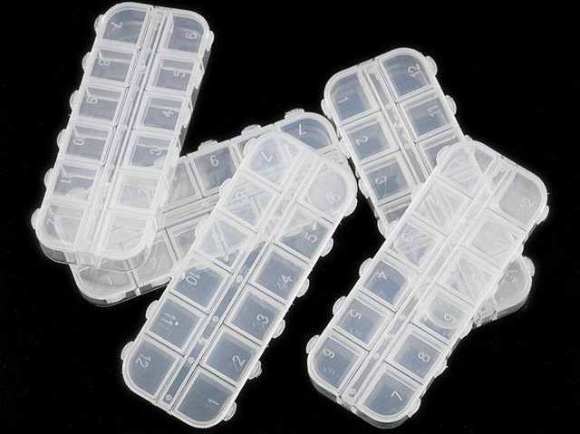 Transparente Schmuckbox aus Kunststoff mit 12 Gitterfächern, Aufbewahrungsbox für Ohrringe, Ringe, Perlen und Kleinteile, B/H/T: 13 x 5 cm - Bild 1