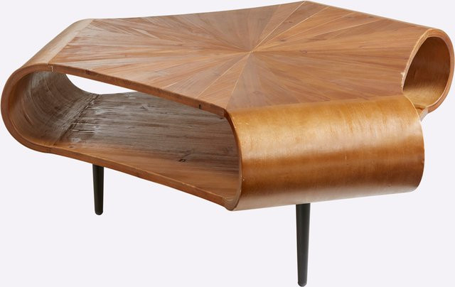 Couchtisch Mid-Century aus Holz und Metall in Schwarz oder Braun, Rechteckig, B/T/H: 110 x 100 x 40 cm - Bild 1