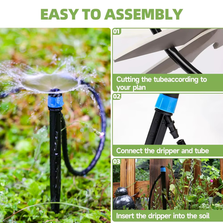 60er-Pack Mikrobewässerungssystem mit Tropfbewässerungsstrahlern für 1/4-Zoll-Schläuche zur automatischen Gartenbewässerung - Bild 3
