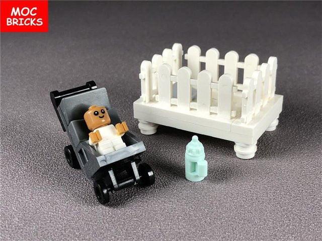 Yiran toy Kit MOC Steine DIY Wiege Set, Kompakt Kinderwagen Wiege Figur, Lernorientierte Bausteine Spielzeug - Bild 1