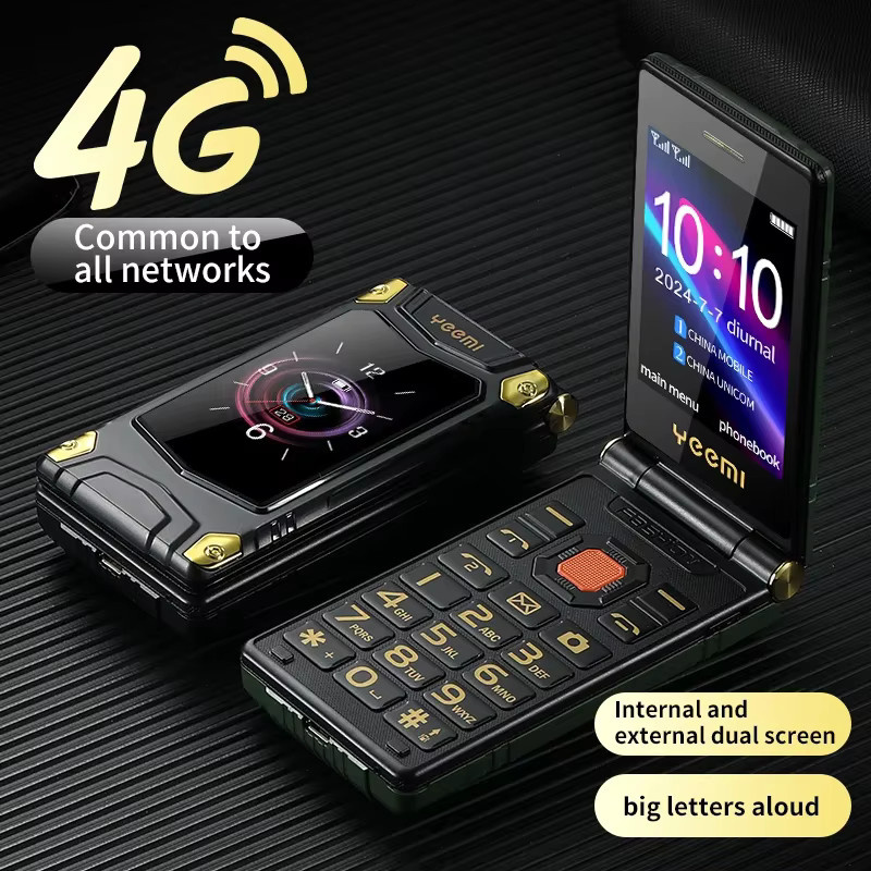 YeeMI M7+ 4G Robustes Flip-Telefon in Schwarz mit Dual-SIM, Dual-Screen und 6800 mAh Akku - Bild 2