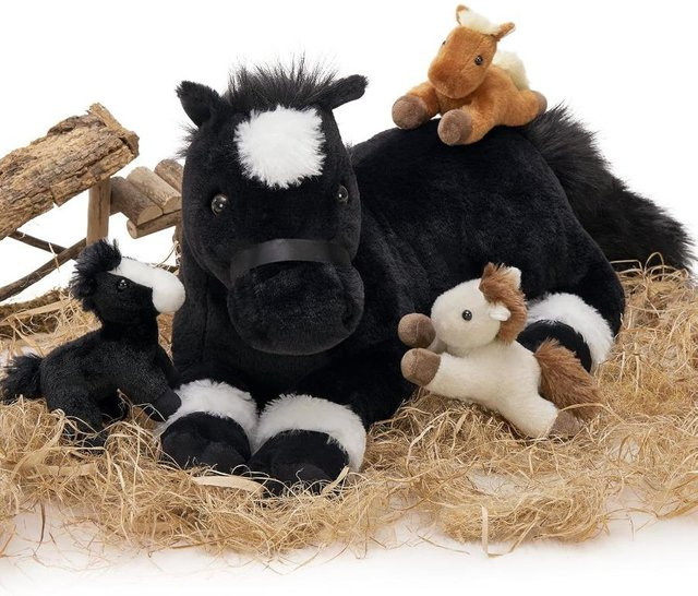 Wucifang Bags Pony Plüschtier, Schwarz, 4-teiliges Set, ab 3 Jahren - Bild 1