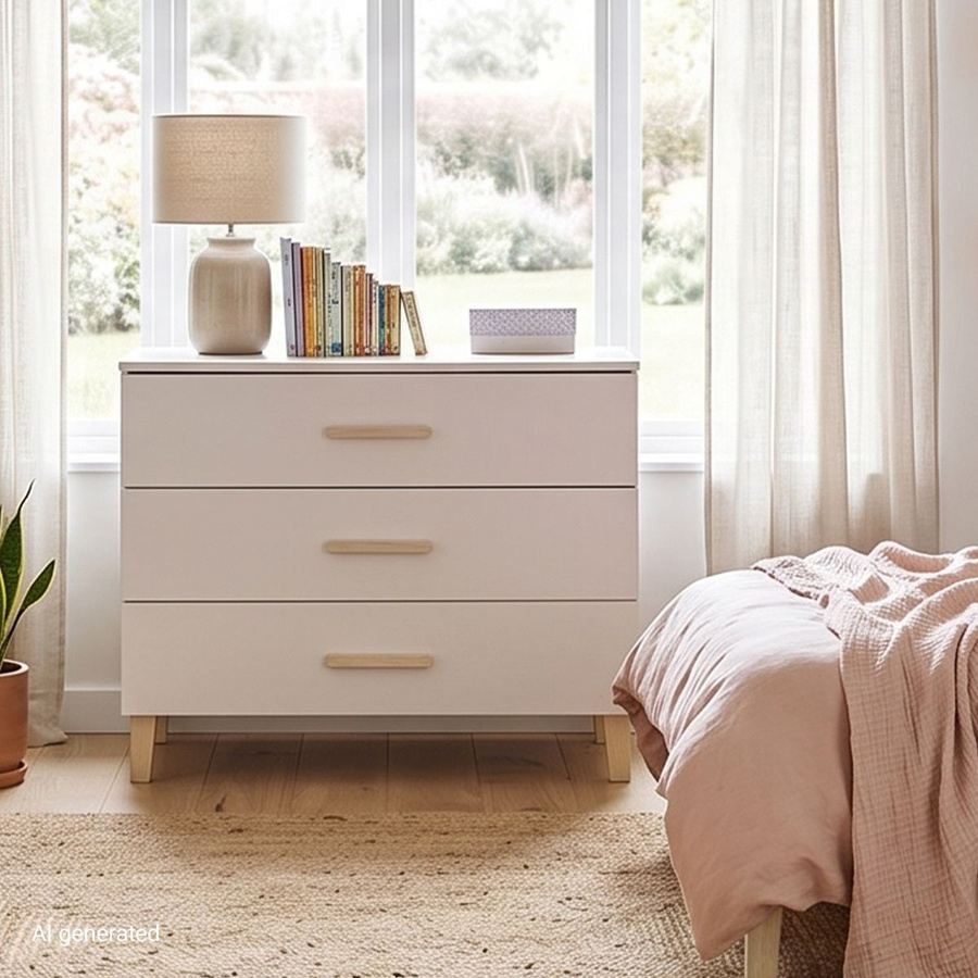 Pinolino Wickelkommode Tami breit mit abnehmbarem Wickelaufsatz und 3 Schubkästen mit Soft-Close-Funktion in Beige - Bild 3