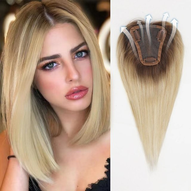 Inhaircube Echthaar-Topper Damen, goldblond, Highlights, 150 % Dichte - Bild 1