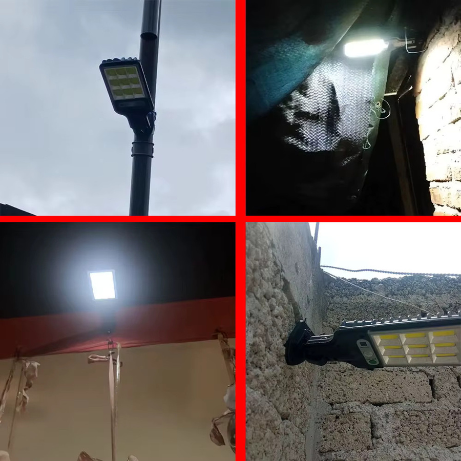 XIWANGFIRE Solar-LED-Wandstraßenlampe mit 108 LEDs und Bewegungssensor, Wasserdichte Sicherheitsbeleuchtung in Schwarz für Garten, Terrasse und Wege - Bild 6