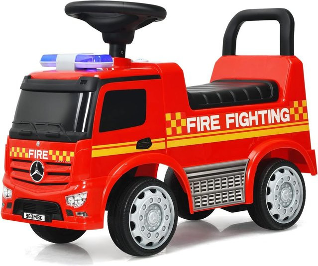 GOFLAME Mercedes Benz Push Car, Kinder-Feuerwehrauto, mit Hupe, Sirene, Pfeife - Bild 1