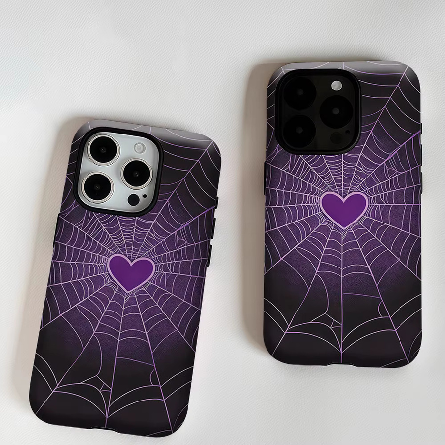 Potdemiel Aurea Case Matte Bumper MagSafe Schutzhülle für iPhone mit Spinnennetz Herz Design in Lila - Bild 6