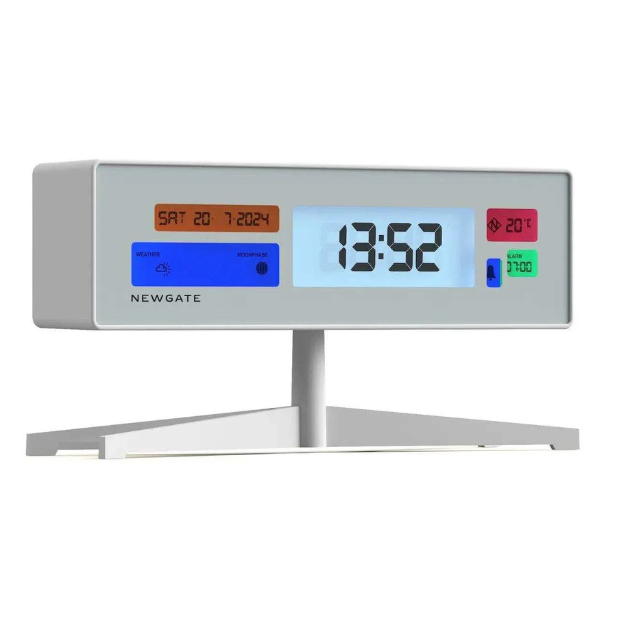 Newgate Supergenius Digital-Wecker mit LCD-Anzeige und Thermometer in Weiß - Bild 1