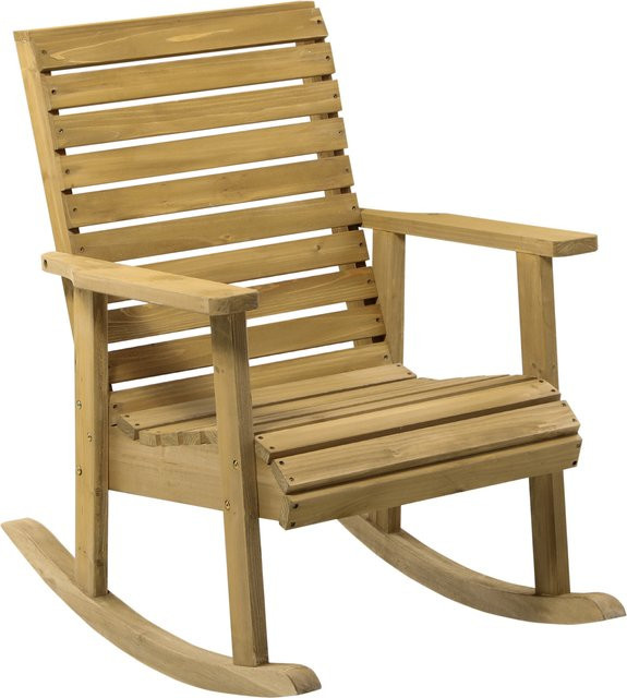 Outsunny Schaukelstuhl aus Tannenholz als Relaxstuhl für Garten, Balkon und Terrasse, Farbe Braun - Bild 1