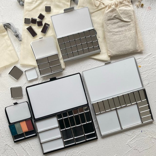 TN Reise-Aquarellbox mit magnetischer Gitterkombination und Palette in Silber - Bild 1
