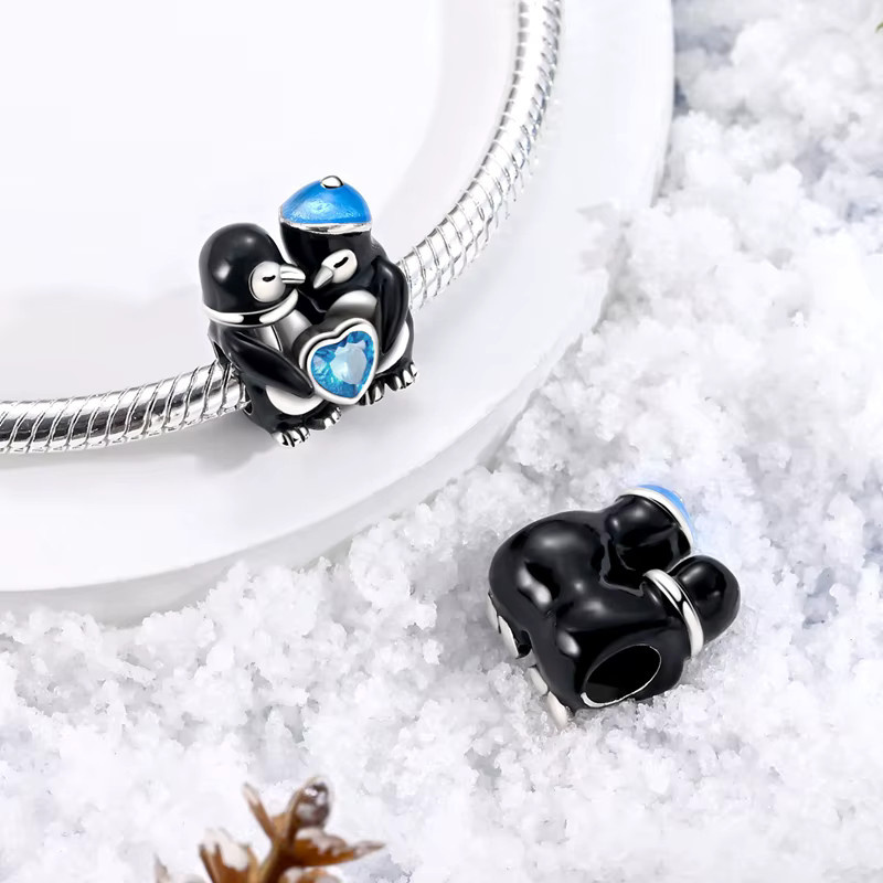 Black Series Charm-Anhänger 925 Silber, Totenkopf, schwarze Katze, Rose, Pinguin, Schmetterling, Unisex - Bild 2
