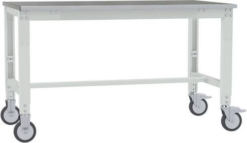 Manuflex AU7374.7035 Arbeitstisch UNIVERSAL Spezial mobil mit Blechbelagplatte, Lichtgrau, B/T/H: 150 x 120 x 75,2-97,2 cm - Bild 1