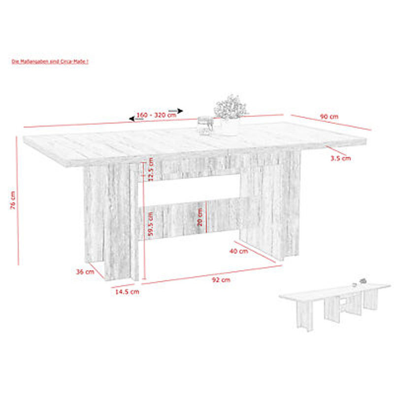 Esstisch Hela LIA II aus Holzwerkstoff in Eiche Sand, erweiterbar, B: 160 cm, H: 76 cm, T: 90 cm - Bild 2