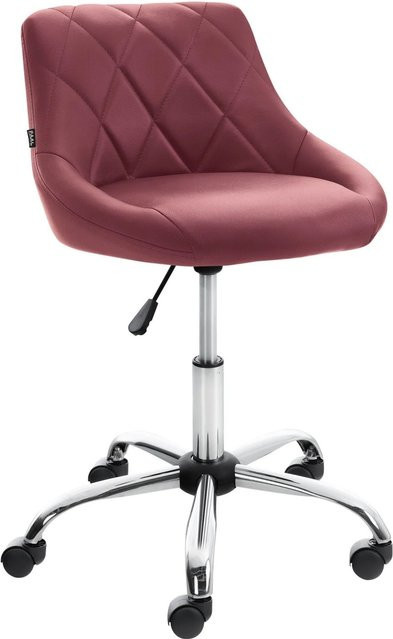 DELUKE Arbeitshocker AARHUS Drehhocker mit Rollen aus Kunstleder in Bordeauxrot, B/T/H: 47 x 49 x 71 cm - Bild 1