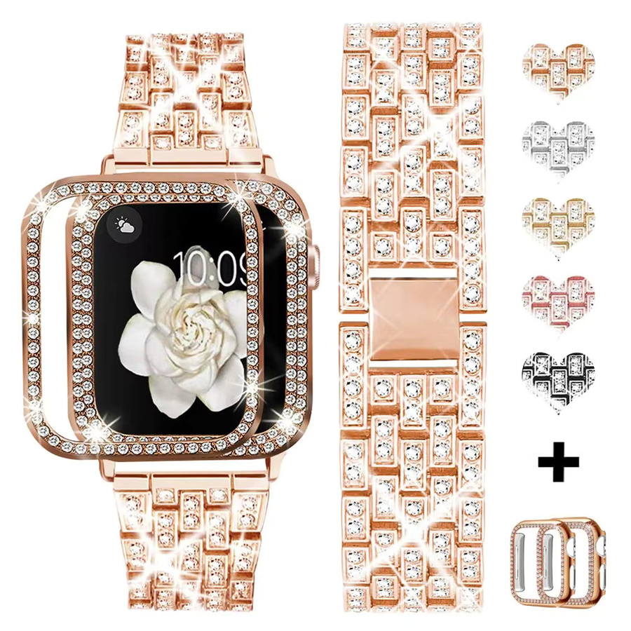 Uhrenarmband Edelstahl, Diamant, Kristall, Apple Watch Case und Displayschutzfolie - Bild 1