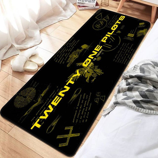 Twenty One Pilot Fußmatte in Schwarz, bedruckte Anti-Rutsch Matte aus Polyester für Wohnzimmer, Schlafzimmer oder Flur, B/T: 80 x 50 cm - Bild 1