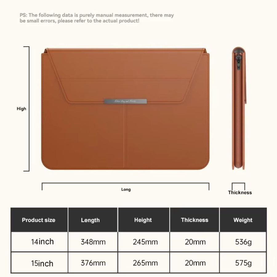 Laptop-Hülle aus Leder mit automatischer Schließfunktion und integriertem Ständer für 13-16 Zoll Notebooks und MacBook Air in Schwarz oder Braun - Bild 5