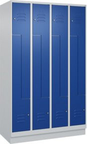 C+P Z-Spind Classic PLUS mit 8 Fächern, Sockel, Zylinderschloss, Farbe Grau/Blau, H x B x T: 195 x 120 x 50 cm - Bild 1