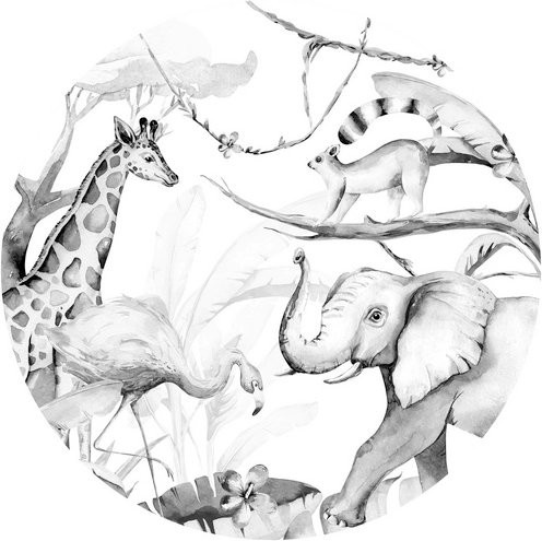 K&L Wall Art Vliestapete Kvilis Dschungel Tiere Waldtiere, mehrfarbig, matt, B/H: 236 x 236 cm - Bild 1