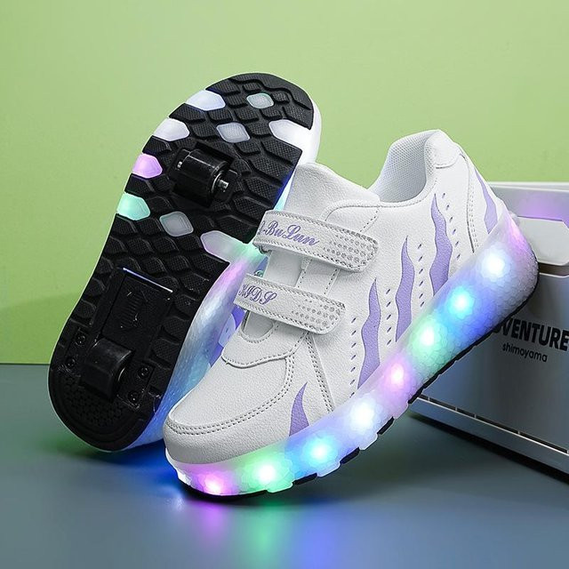 Kinder Rollschuhe, LED-Leuchtschuhe, deformierte Räder, weiß, Größe 40 - Bild 1