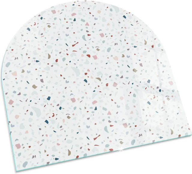 Tulup Glasbodenplatte für Kaminöfen mit Muster in Weiß, B/T: 100 x 100 cm - Bild 1