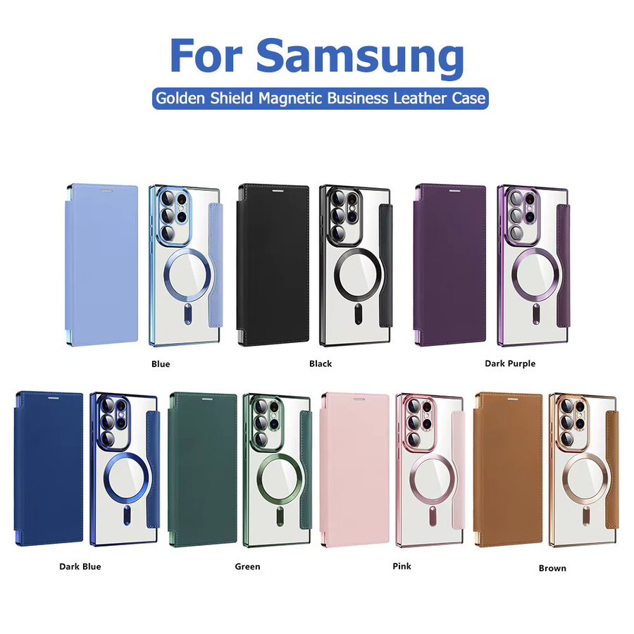 Luxus Leder-Brieftasche mit Magnetverschluss und Kartenfächern als transparente Flip-Hülle für Samsung A56 A16 A36 A55 A15 A26 A25 A06 A05S in Blau oder Grün - Bild 2