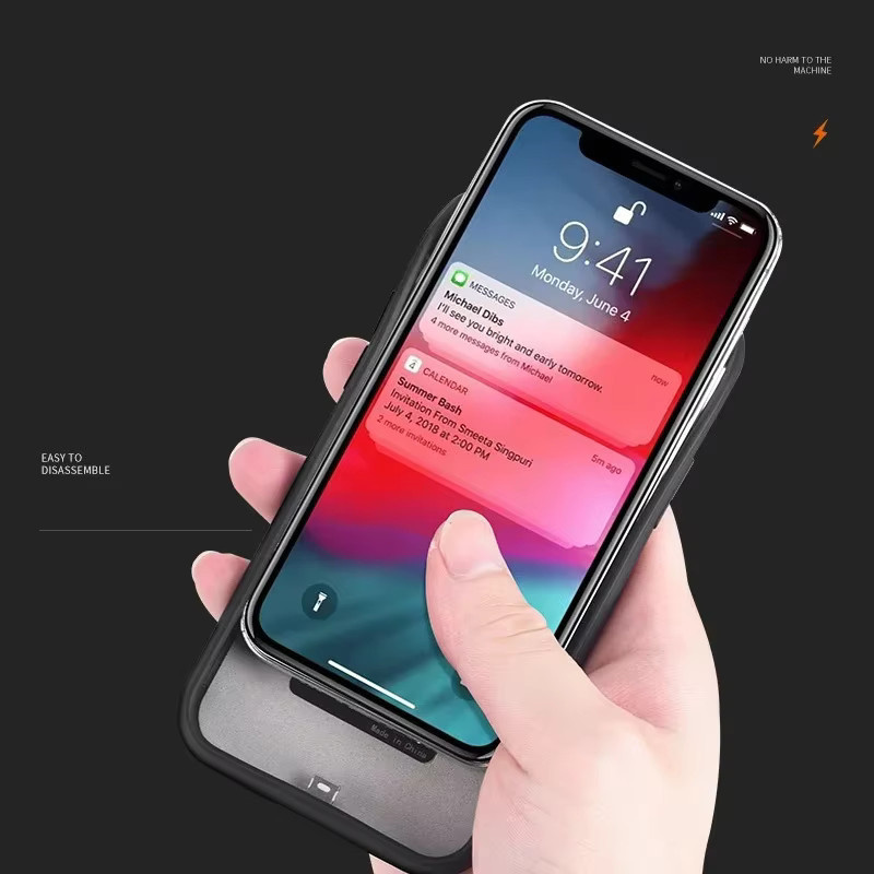 10000mAh Akku-Ladehülle für Apple iPhone 11 12 13 14 Pro Max sowie XR Xs Max 6 6S 7 8 Plus in Schwarz - Bild 3