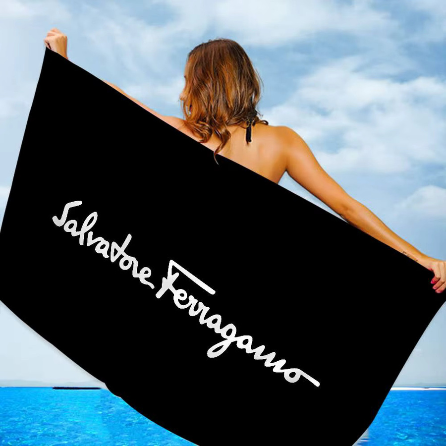 Salvatore Ferragamo Strandtuch aus Mikrofaser in Schwarz und Sand, schnelltrocknendes Handtuch für Pool, Strand und Yoga - Bild 2