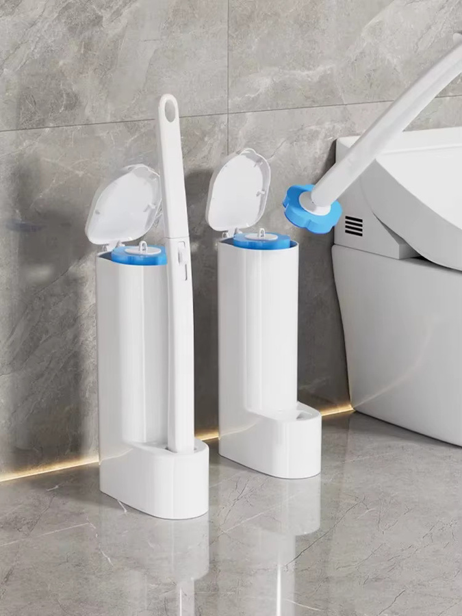 Willstar Einweg-Toilettenbürste mit langem Griff und austauschbarem Bürstenkopf in Blau - Bild 3