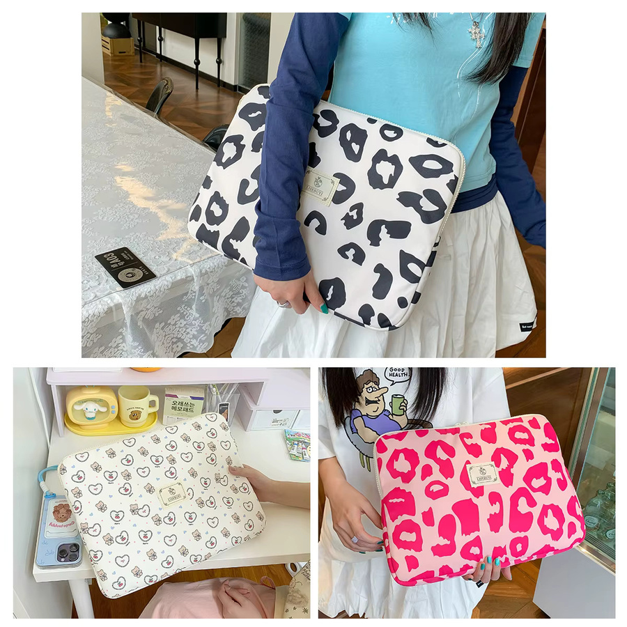 DANYCASE Laptoptasche mit Retro-Bär-Print für 11-15 Zoll Notebooks und MacBook Air Pro in Pink - Bild 3