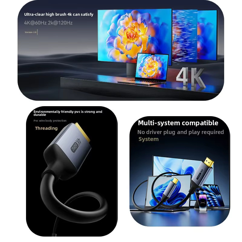 DIXSG USB-C auf HDMI Adapter für 4K HDTV mit 4K@30Hz und 4K@60Hz Unterstützung für MacBook, iPad und Air - Bild 2