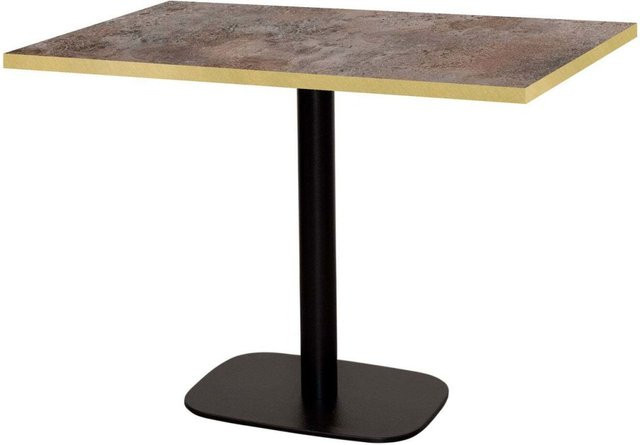 RestooTab Tisch Round rechteckig mit Metallplatte in Antik/Messing und schwarzem Gestell, B/T/H: 120 x 70 x 75 cm - Bild 1