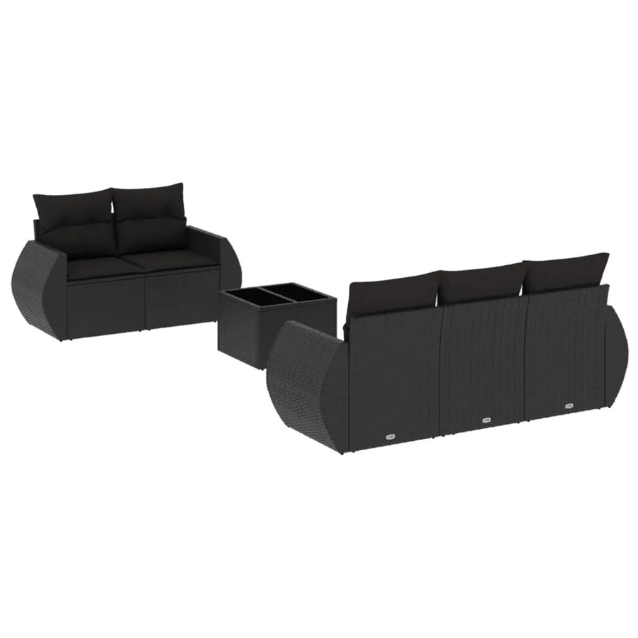 vidaXL 6-tlg Garten-Sofagarnitur aus Poly-Rattan in Schwarz mit Tisch und Polsterkissen inklusive Stauraum - Bild 2
