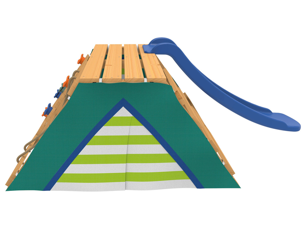 PLAYTIVE Spielturm Tipi aus Echtholz mit Rutsche und Sicherheitsnetz, braun/mehrfarbig, H: 180 cm, B: 145,5 cm, T: 60 cm - Bild 3