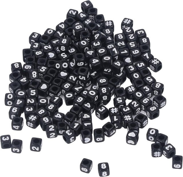 Igeteck Zahlenperlen Acryl, Schwarz, 300 Stück - Bild 1