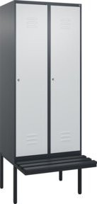 C+P Spind Classic PLUS Garderobenschrank mit Sitzbank, 2 Abteile, Schwarzgrau, B/T/H: 212 x 80 x 81,5 cm - Bild 1