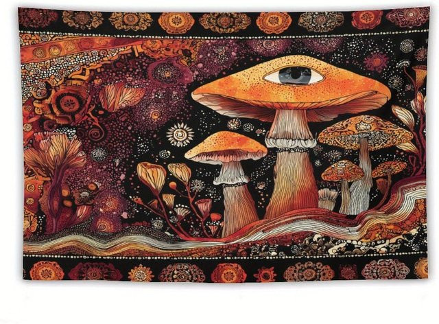 Dekorativer Pilz-Wandteppich im Boho-Stil von JMG Household Supplies, Mehrfarbig, Breite: 70 cm, Höhe: 100 cm - Bild 1