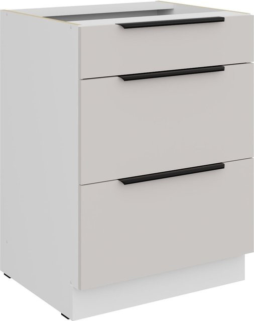 Küchen Unterschrank COMO in Kaschmir Beige mit Vollauszug und Soft-Close, Breite: 60 cm - Bild 1