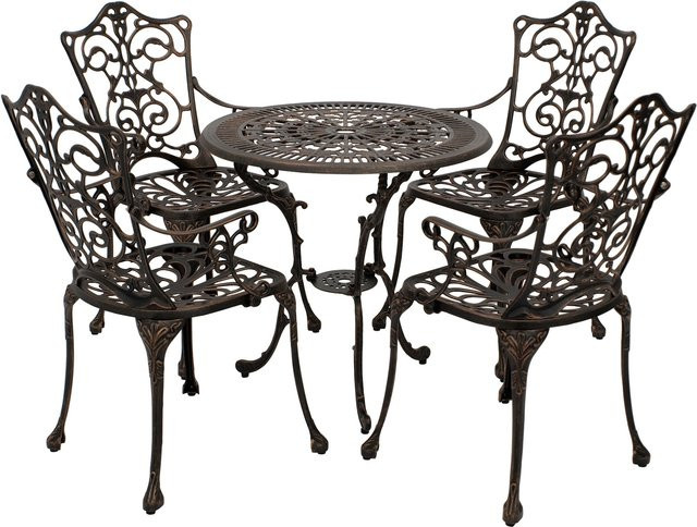 DEGAMO Bistroset Jugendstil 5-teilig aus Aluguss in Bronze Antik - Bild 1