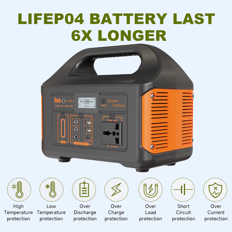 Gaiaray Tragbare Powerstation mit LiFePO4-Akku 460,8Wh und LED-Licht für Outdoor und Reisen - Bild 3