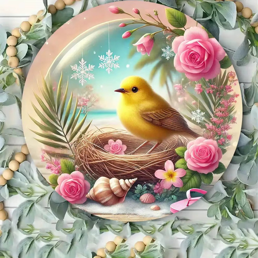 Potdemiel Metallkunstdekoration 2D Flat Vogel und Rose in Mehrfarben, B/H: 20,0 x 20,0 cm - Bild 3