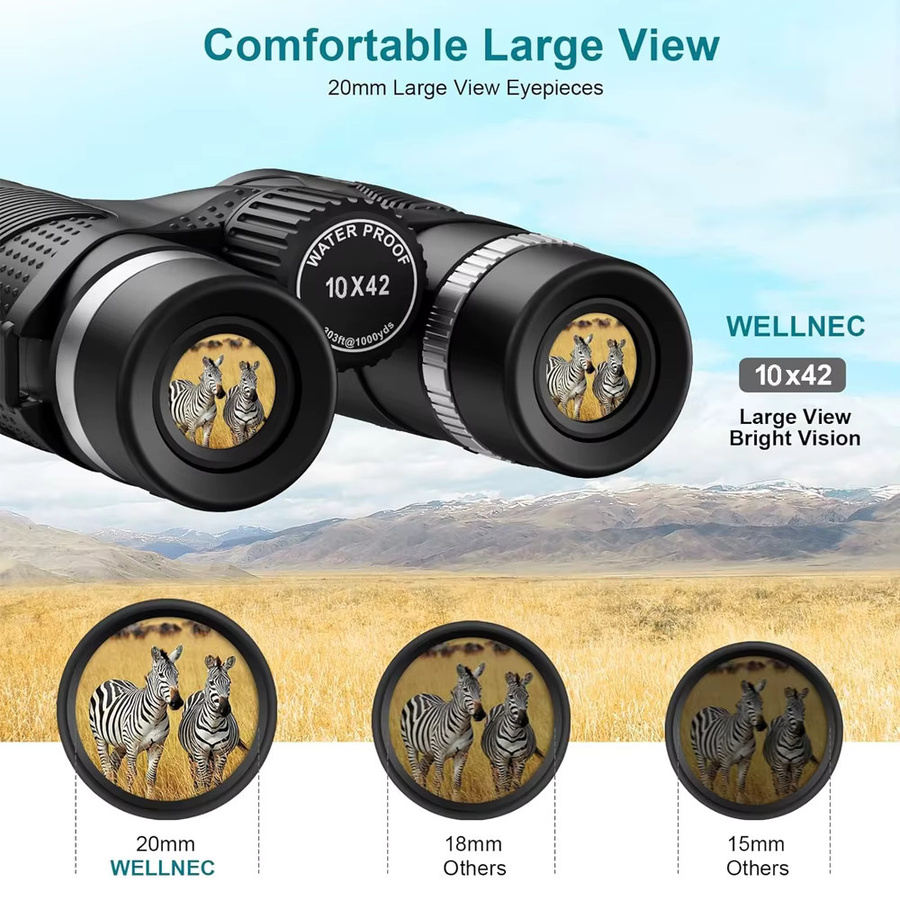 Professionelles HD Fernglas 10x42 mit BaK4 Prisma in Schwarz für Jagd und Vogelbeobachtung - Bild 2
