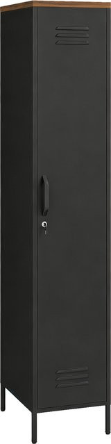 HOMCOM Metallschrank Schwarz mit abschließbarer Tür und verstellbaren Einlegeböden im Industriestil, Höhe: 183 cm, Breite: 46 cm, Tiefe: 35 cm - Bild 1